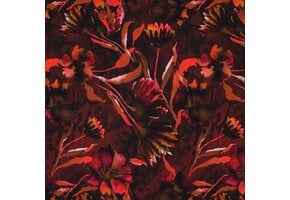 Jersey Katoen Stof Digitale Print Bloemen - Bordeaux