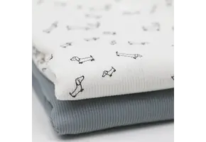 Rib Jersey Stof Onregelmatige Hondjes