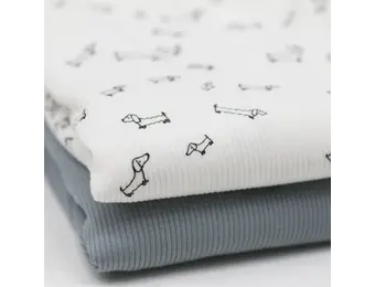 Rib Jersey Stof Onregelmatige Hondjes