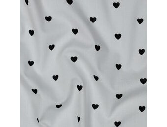 Katoen Poplin Mini Hartjes Wit – Zwart