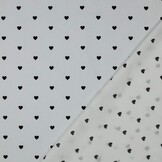 Katoen Poplin Mini Hartjes Wit – Zwart – Zacht & Ademend
