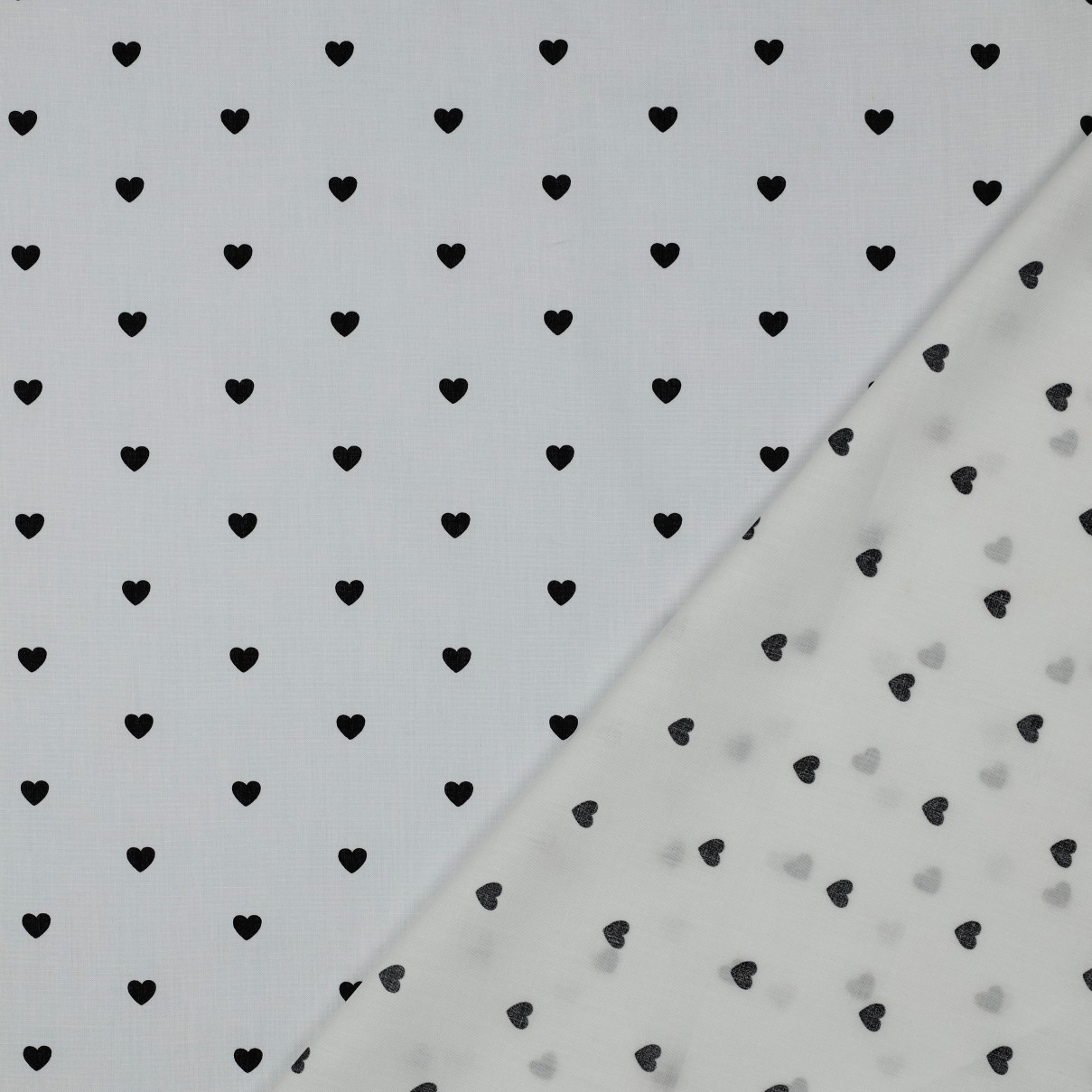 Katoen Poplin Mini Hartjes Wit – Zwart – Zacht & Ademend