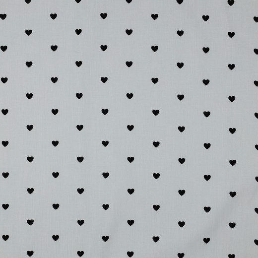 Katoen Poplin Mini Hartjes Wit – Zwart – Zacht & Ademend