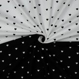 Katoen Poplin Mini Hartjes Zwart – Wit – Zacht & Ademend