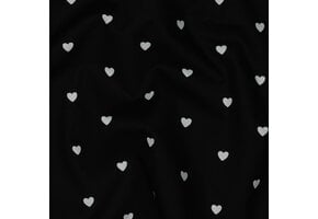 Katoen Poplin Mini Hartjes Zwart – Wit