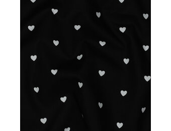 Katoen Poplin Mini Hartjes Zwart – Wit