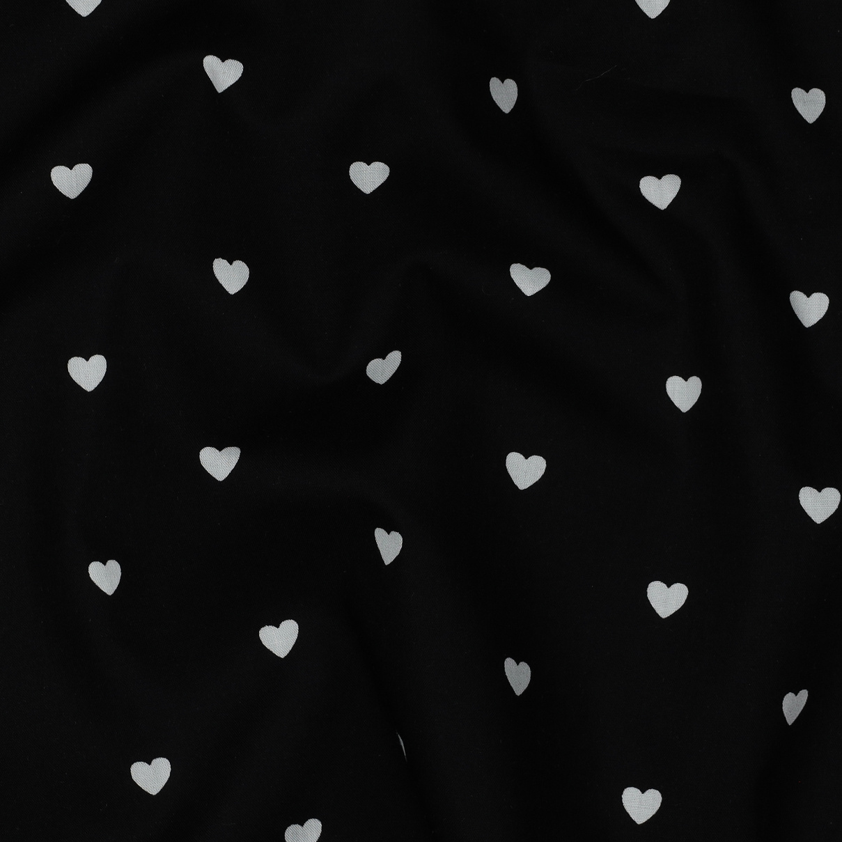 Katoen Poplin Mini Hartjes Zwart – Wit – Zacht & Ademend