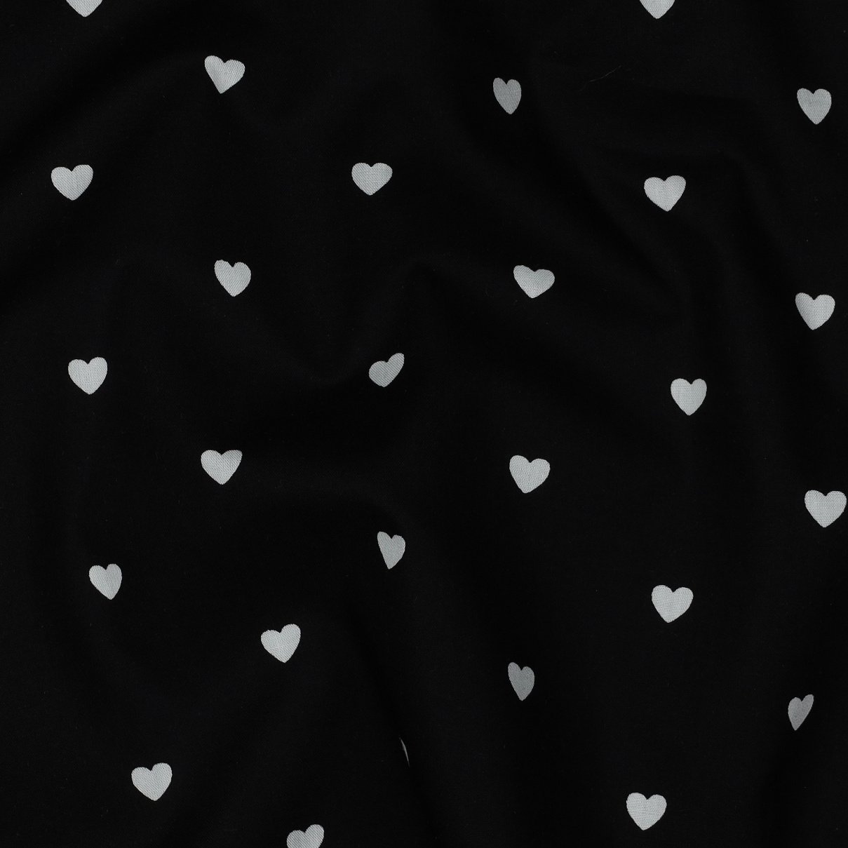Katoen Poplin Mini Hartjes Zwart – Wit – Zacht & Ademend