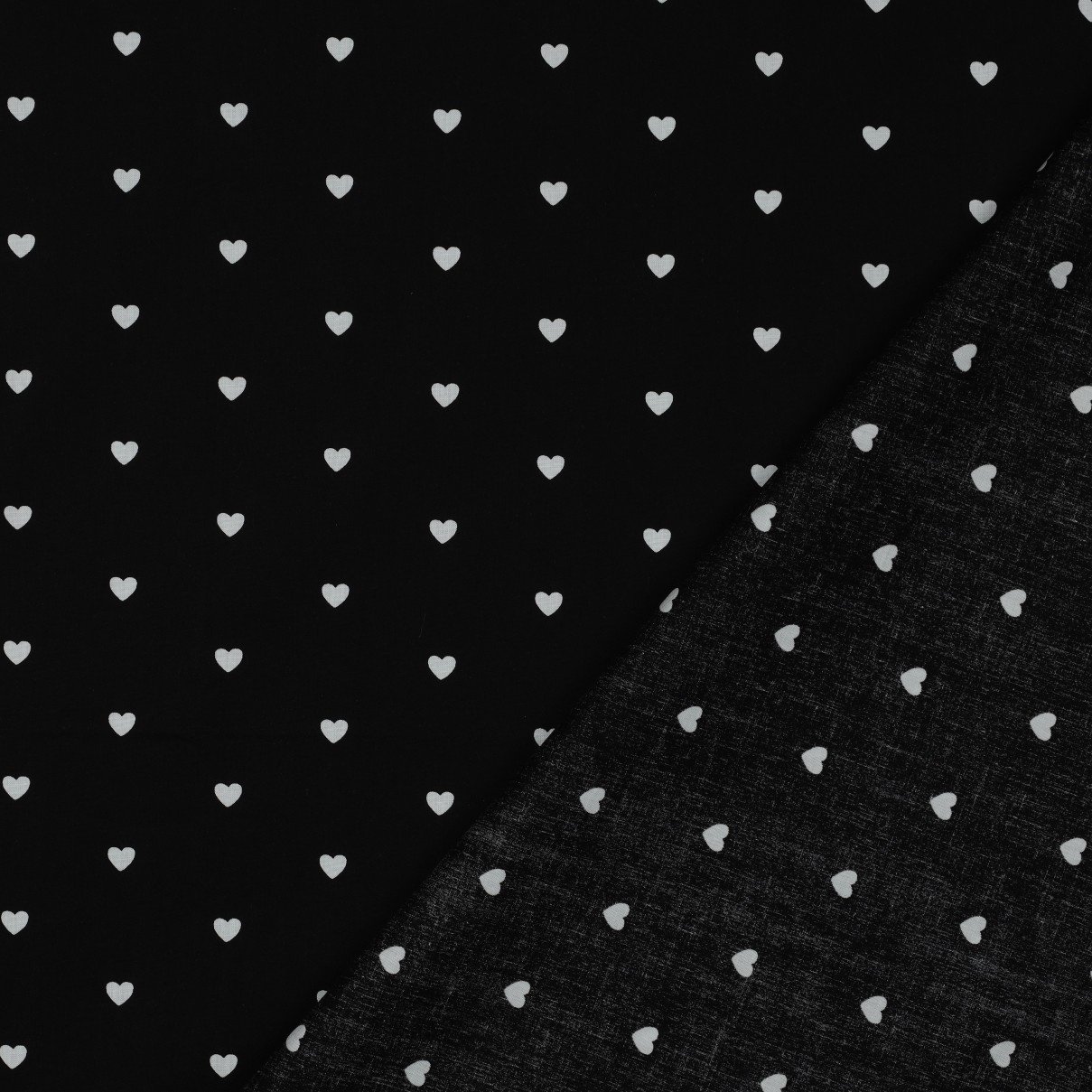 Katoen Poplin Mini Hartjes Zwart – Wit – Zacht & Ademend