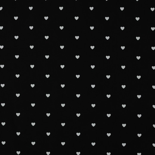 Katoen Poplin Mini Hartjes Zwart – Wit – Zacht & Ademend