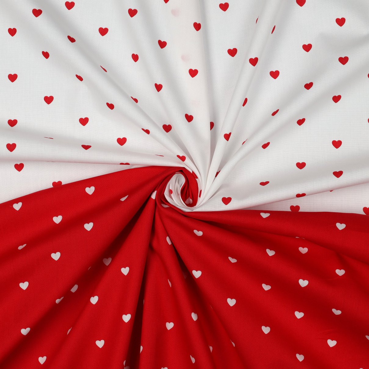 Katoen Poplin Mini Hartjes Wit – Rood – Zacht & Ademend