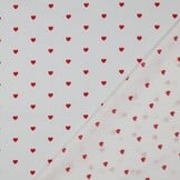 Katoen Poplin Mini Hartjes Wit – Rood – Zacht & Ademend