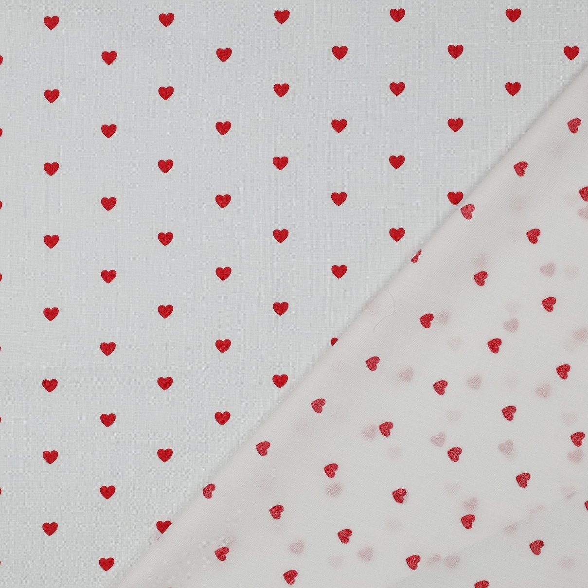 Katoen Poplin Mini Hartjes Wit – Rood – Zacht & Ademend