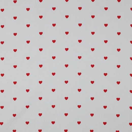 Katoen Poplin Mini Hartjes Wit – Rood – Zacht & Ademend