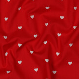 Katoen Poplin Mini Hartjes Rood – Wit – Zacht & Ademend
