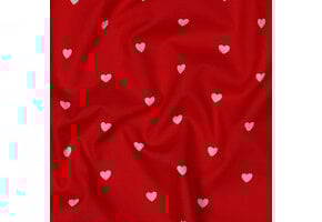 Katoen Poplin Mini Hartjes Rood – Wit