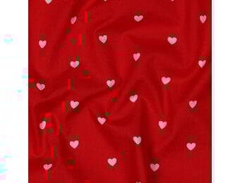 Katoen Poplin Mini Hartjes Rood – Wit