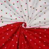 Katoen Poplin Mini Hartjes Rood – Wit – Zacht & Ademend