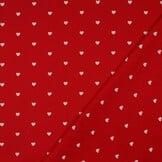 Katoen Poplin Mini Hartjes Rood – Wit – Zacht & Ademend