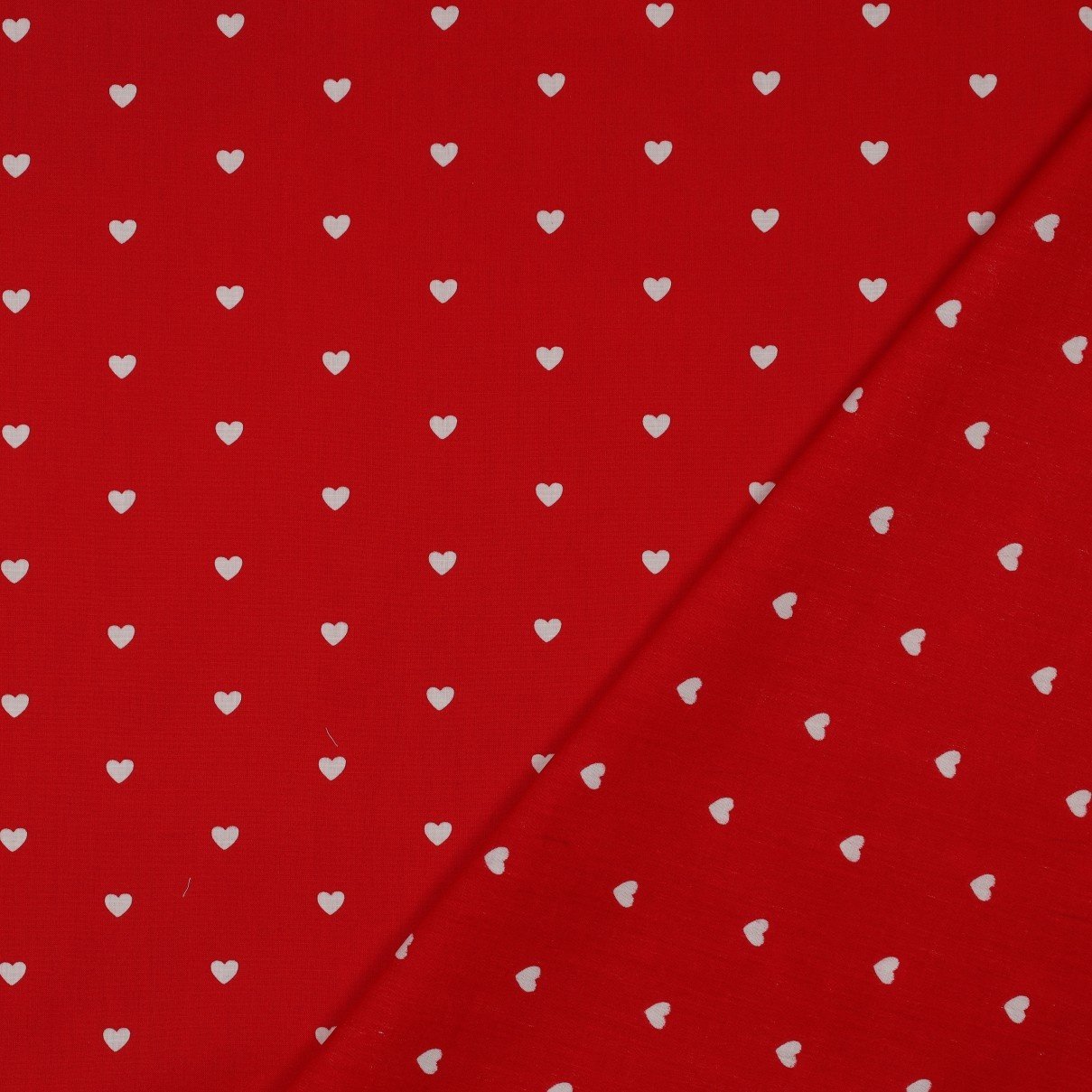 Katoen Poplin Mini Hartjes Rood – Wit – Zacht & Ademend