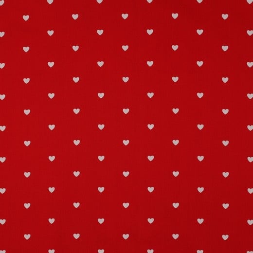 Katoen Poplin Mini Hartjes Rood – Wit – Zacht & Ademend