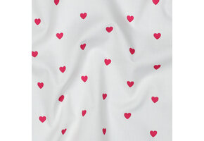 Katoen Poplin Mini Hartjes Wit – Fuchsia