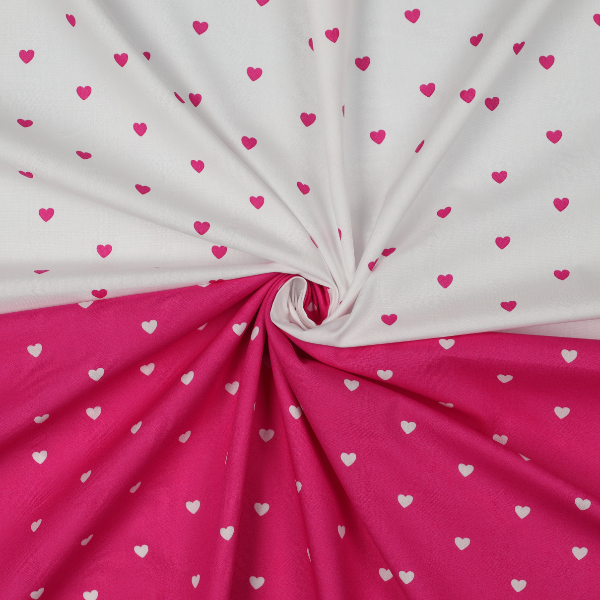 Katoen Poplin Mini Hartjes Fuchsia – Wit – Zacht & Ademend