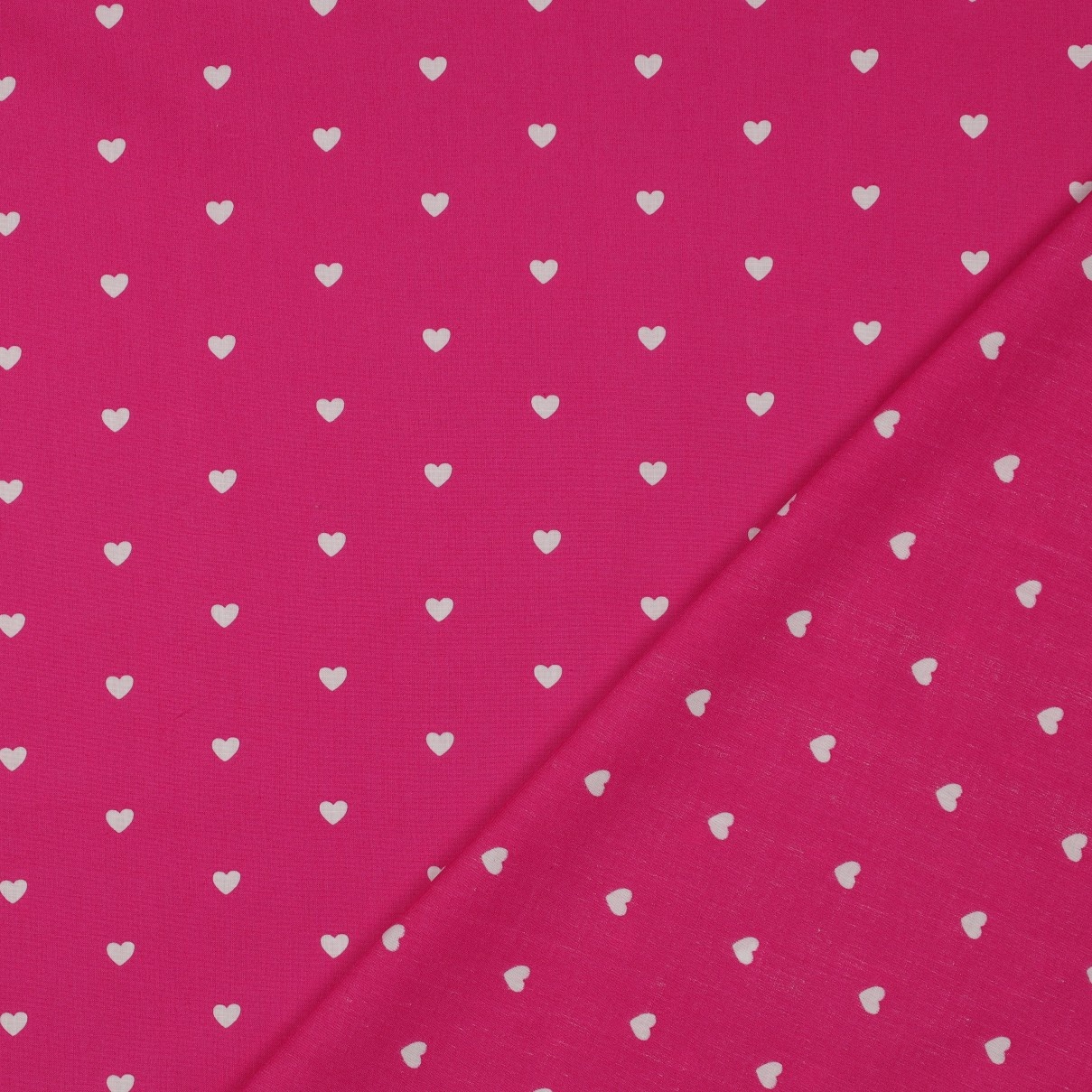 Katoen Poplin Mini Hartjes Fuchsia – Wit – Zacht & Ademend