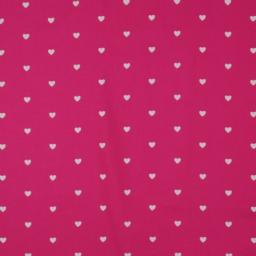Katoen Poplin Mini Hartjes Fuchsia – Wit – Zacht & Ademend