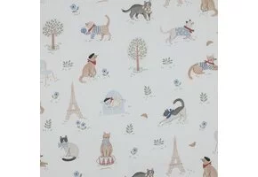 Katoen Poplin Stof – VIVE LA FRANCE – Parijs Katten
