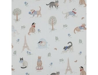 Katoen Poplin Stof – VIVE LA FRANCE – Parijs Katten