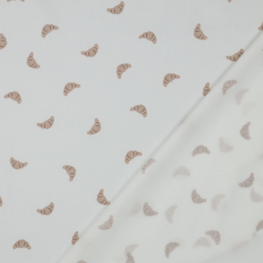 Katoen Poplin VIVE LA FRANCE Croissantjes – Zacht & Ademend