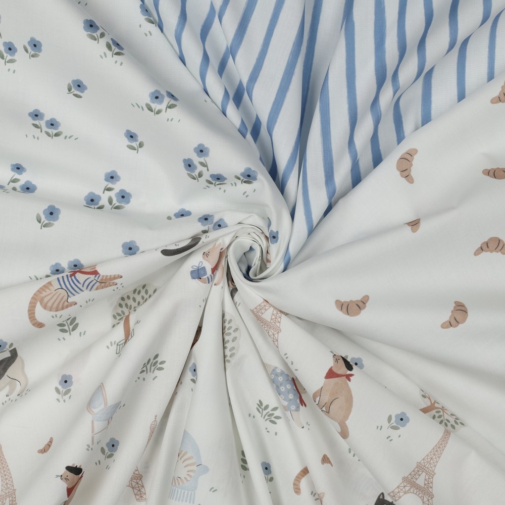 Katoen Poplin VIVE LA FRANCE Bloemetjes – Zacht & Ademend