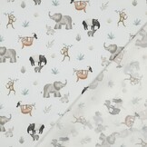Katoen Poplin Safari Dieren Off-White – Zacht & Ademend