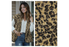 Teddy Bouclé Stof Panterprint - Bruin