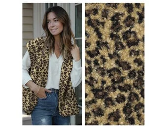 Teddy Bouclé Stof Panterprint - Bruin