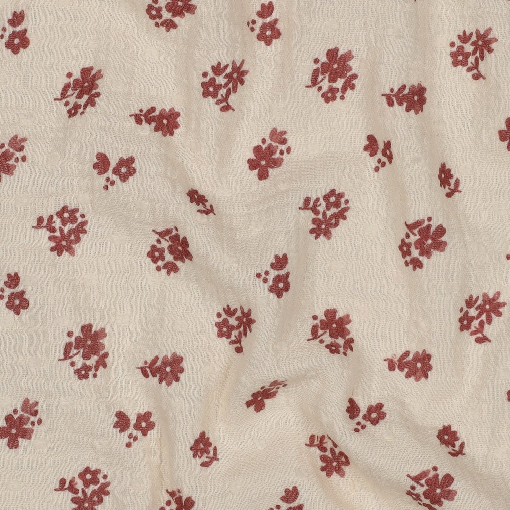 Hydrofiel Katoen Stof Dobby Bloemen – Perzik – Zacht & Ademend