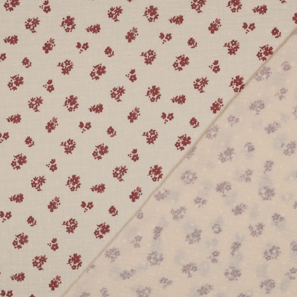 Hydrofiel Katoen Stof Dobby Bloemen – Perzik – Zacht & Ademend