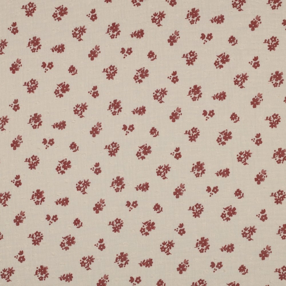 Hydrofiel Katoen Stof Dobby Bloemen – Perzik – Zacht & Ademend