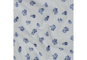 Hydrofiel Katoen Stof Dobby Bloemen – Wit