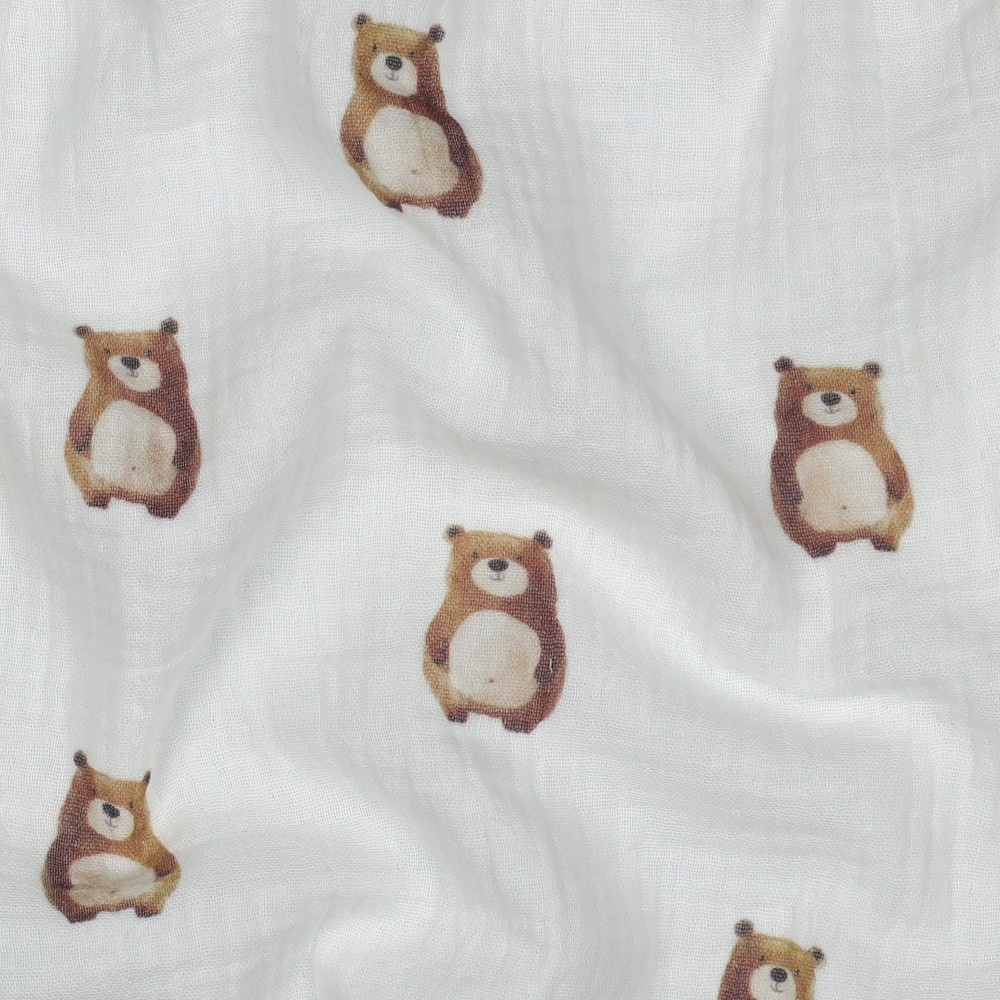 Zachte Hydrofiel Katoen Stof - Beertjes - Biologisch & Veelzijdig
