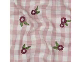 Hydrofiel Stof Ruiten Embroidery Bloemen – Mauve
