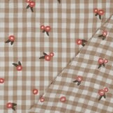 Hydrofiel Stof Ruiten Embroidery Bloemen Beige – Zacht & Speels