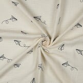 Hydrofiel Katoen Stof Embroidery Vliegtuigjes – Zacht & Ademend