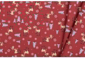 Katoen Stof – Kerstrendieren – Donkerrood