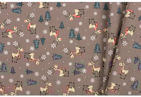 Katoen Stof – Kerstrendieren – Taupe