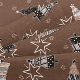 Katoen Kerststof Bruin – Kerstbomen, Sterren & Sleeën
