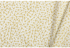 Katoen Stof – Kerststerren Goud – Ecru