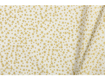 Katoen Stof – Kerststerren Goud – Ecru