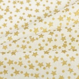 Katoen Kerststof Ecru – Gouden Sterren & Stippen